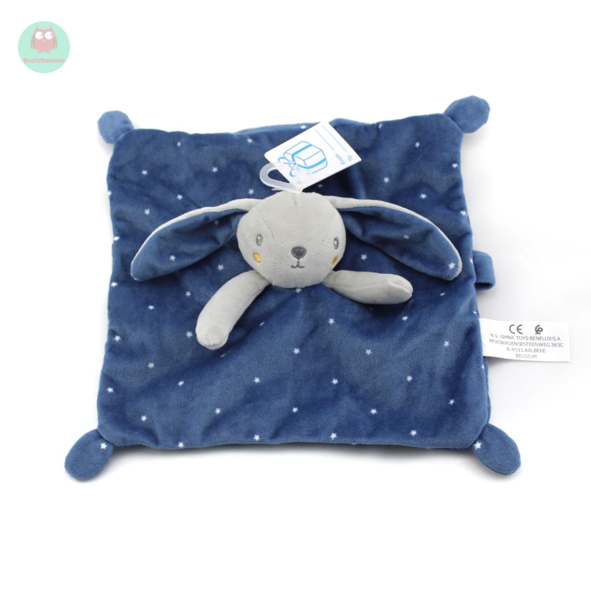 doudou_plat_lapin_bleu_et_gris_avec_etoiles_simba_toys