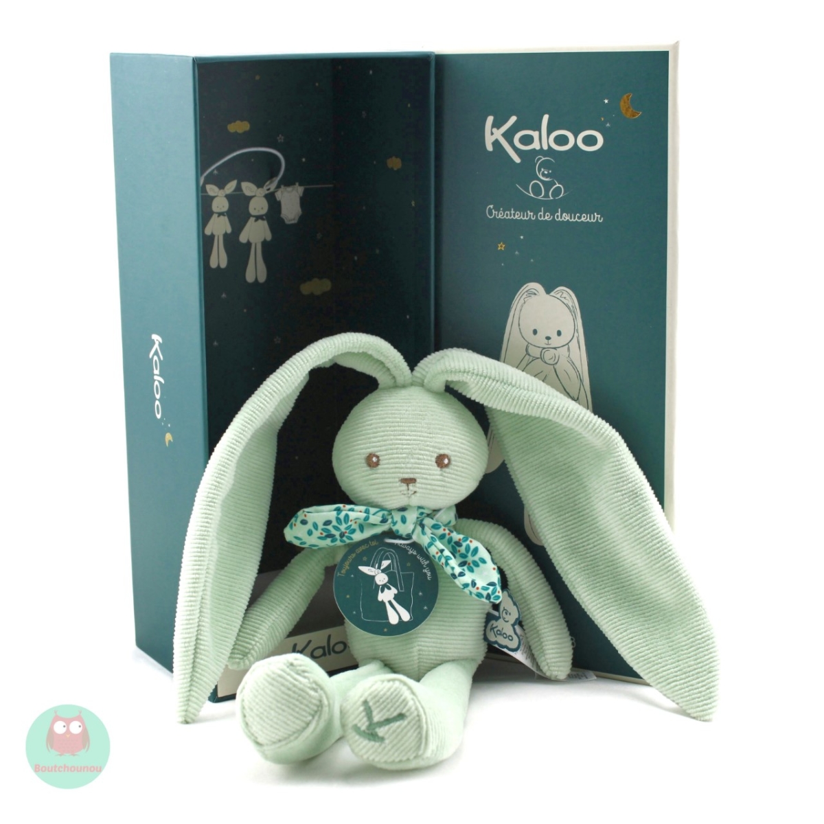 Petit Doudou Lapin Vert Kaloo - Lapinoo Aqua