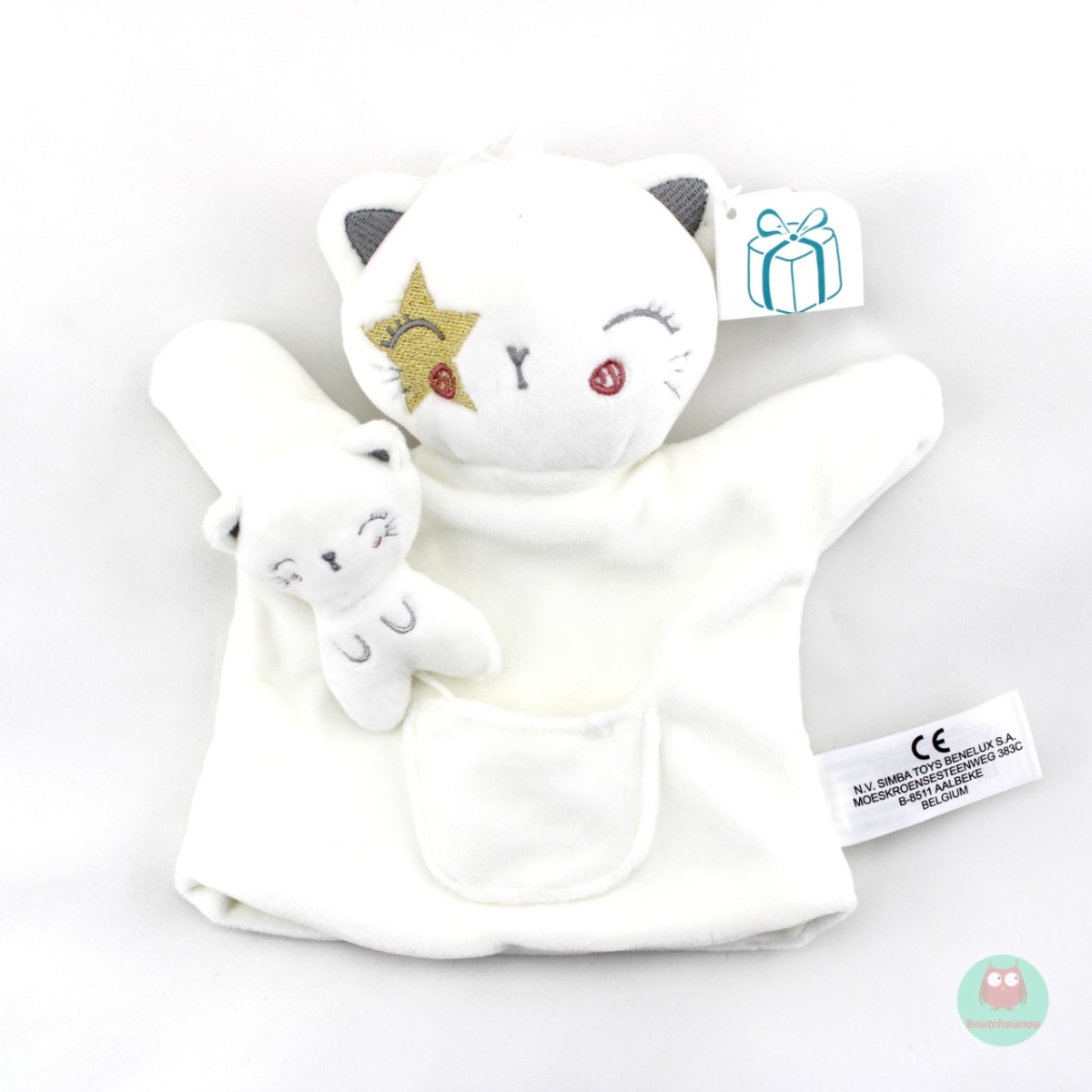 doudou_marionnette_chat_etoile_a_loeil_avec_son_petit_simba_toys