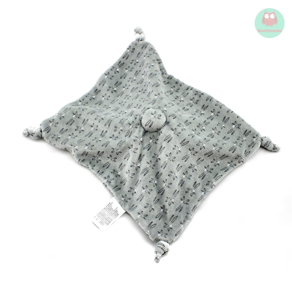 doudou_lapin_plat_gris_et_blanc_avec_cocard_vert_siplec