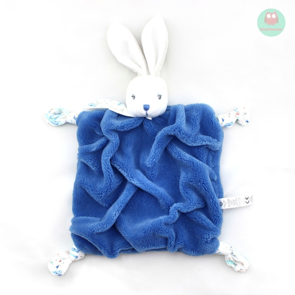 Doudou lapin bleu tout doux