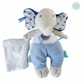 doudou_elephant_gris,_blanc_et_bleu_avec_mouchoir,_baby_nat