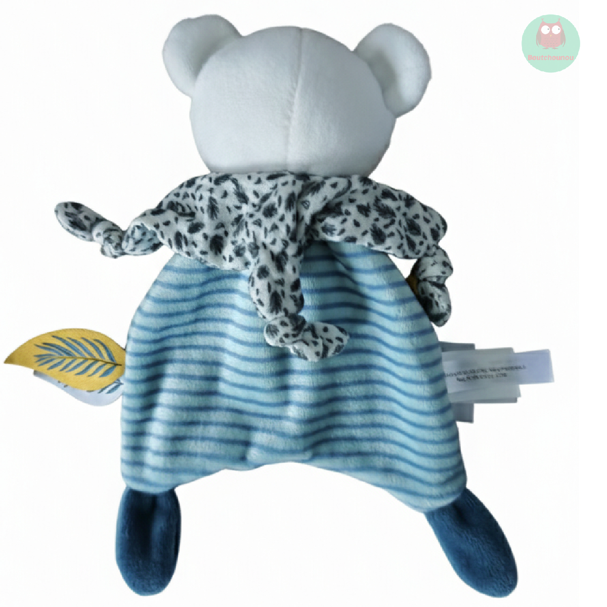 doudou_plat_koala_yoca,_bleu,_attache_tetine,_feuille,_doudou_et_compagnie