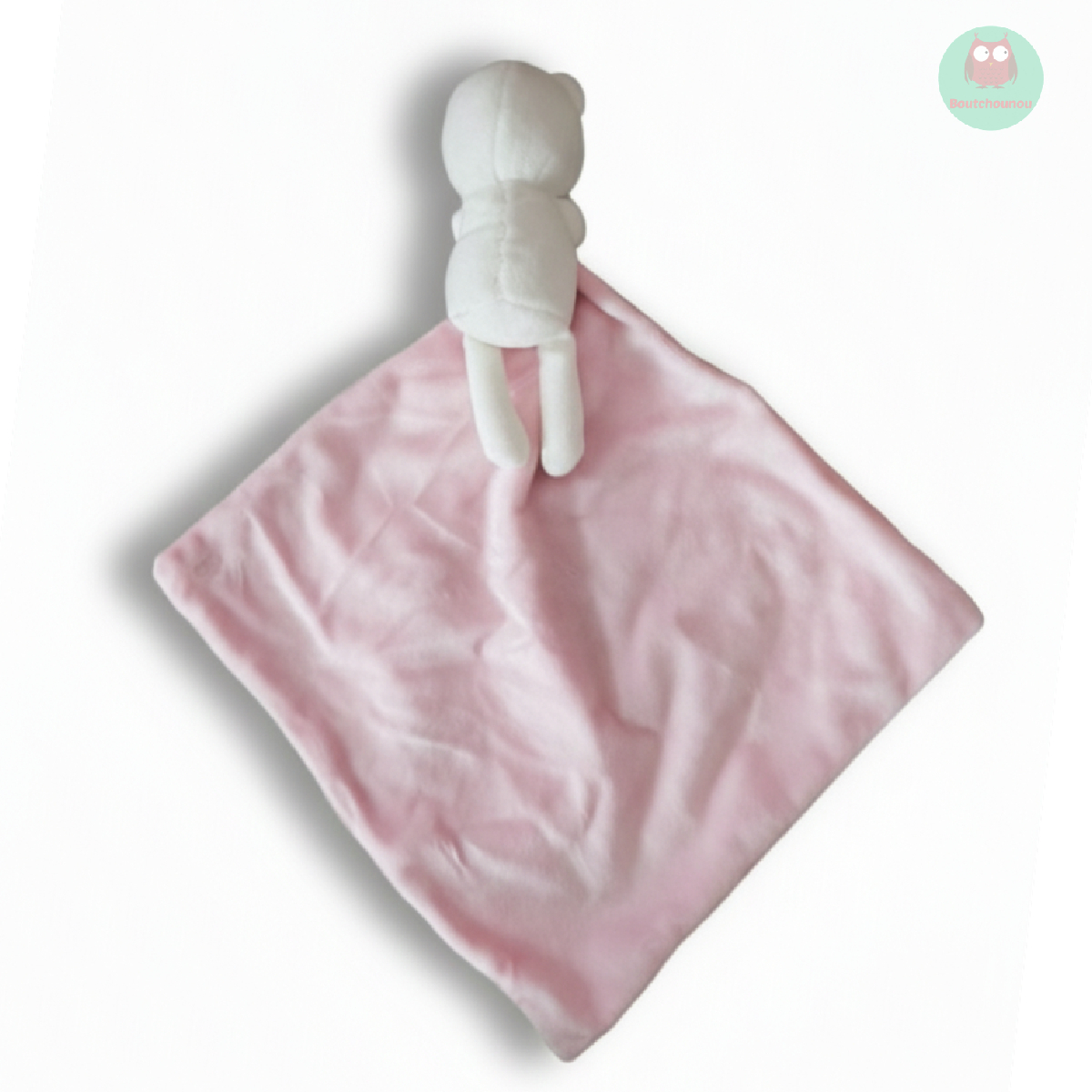 doudou_ours_blanc_avec_son_grand_mouchoir_rose_et_gris,_obaibi