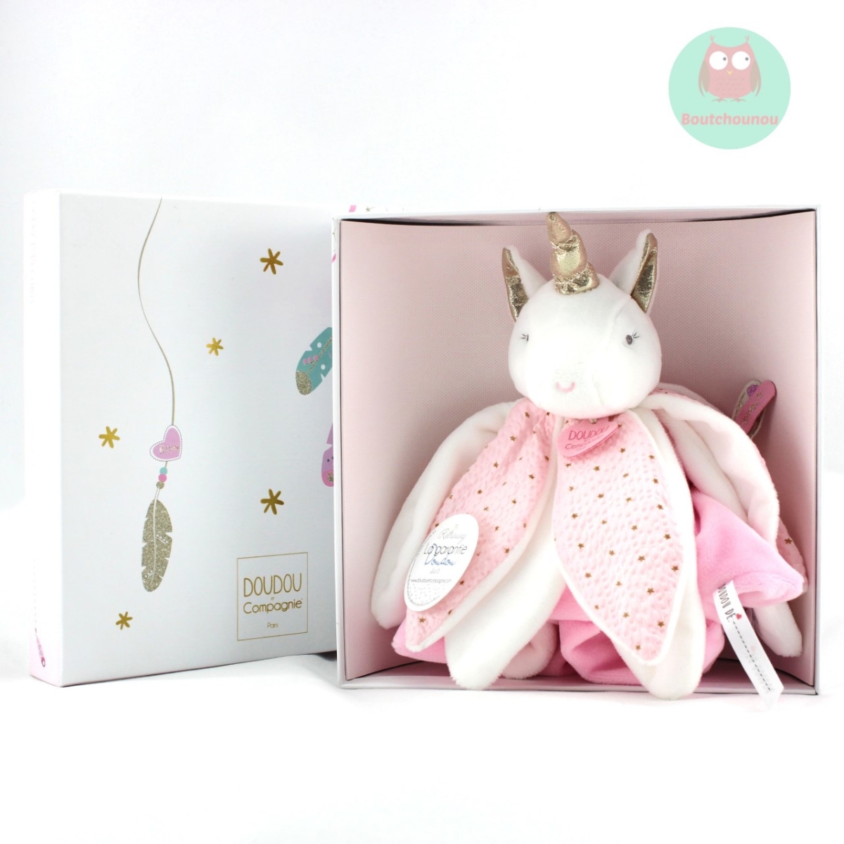 B4 DOUDOU ET COMPAGNIE CHAT ATTRAPE REVE ROSE BLANC ETOILES Robe