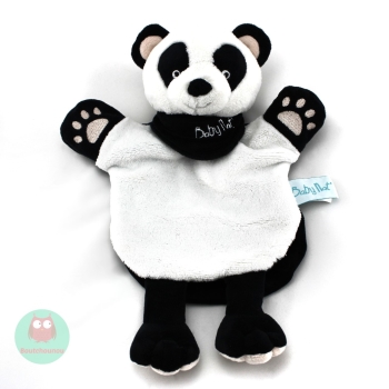 doudou_marionnette_panda_noir_blanc_rose_foulard_nature_baby_nat