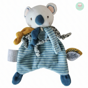 doudou_plat_koala_yoca,_bleu,_attache_tetine,_feuille,_doudou_et_compagnie