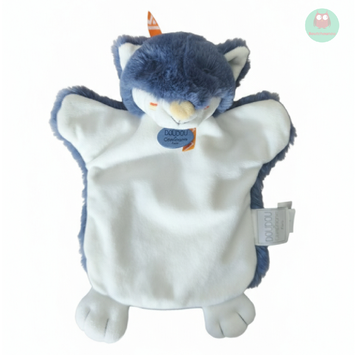 doudou_marionnette_loup_indien_bleu_et_blanc,_tiwipi,_doudou_et_compagnie