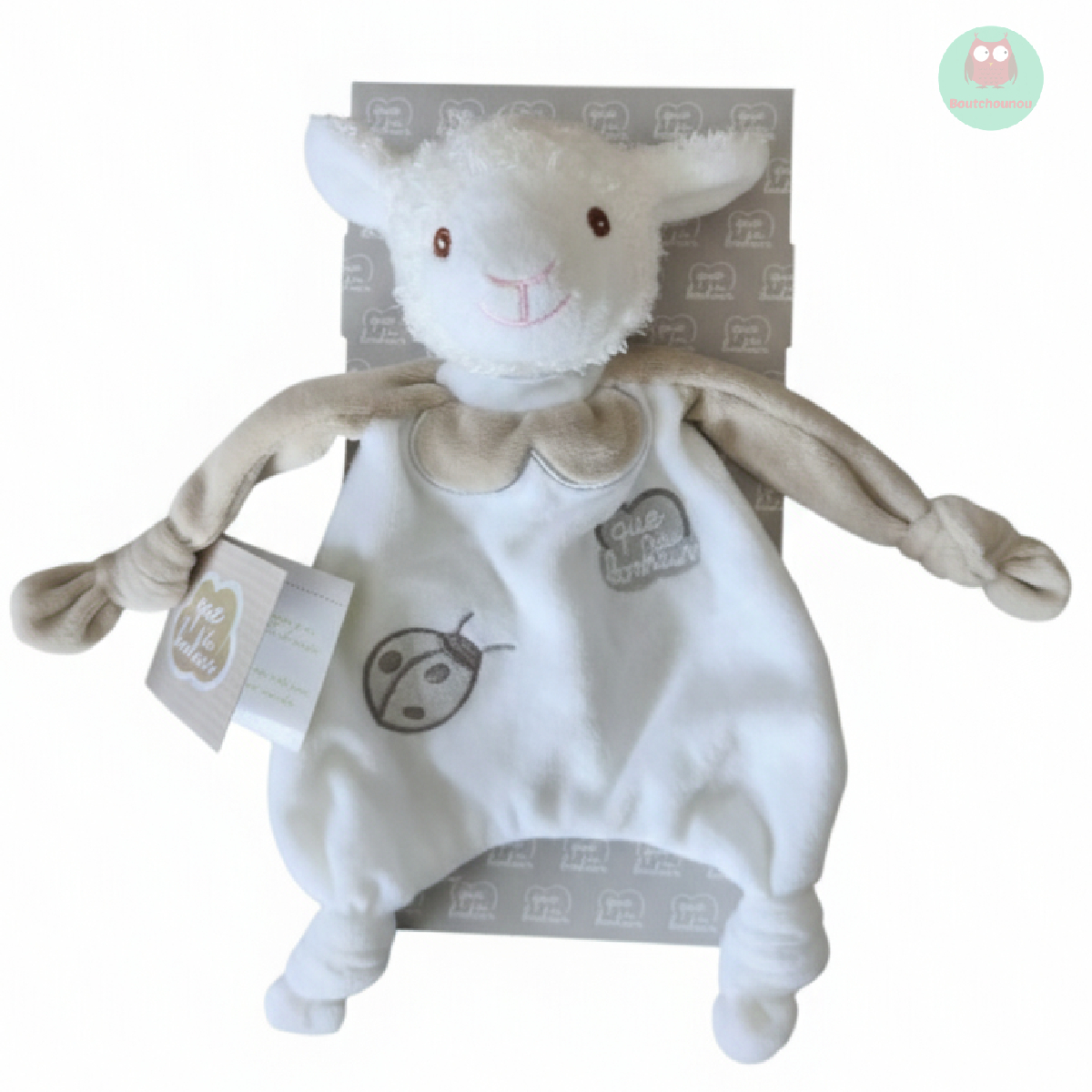 doudou_mouton_agneau,_beige,_blanc,_coccinelle,_grenouillere,_que_du_bonheur