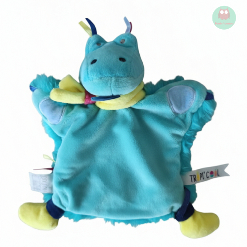 doudou_marionnette_crocodile_vert_jade,_bleu,_jaune,_tropicool_doudou_et_compagnie