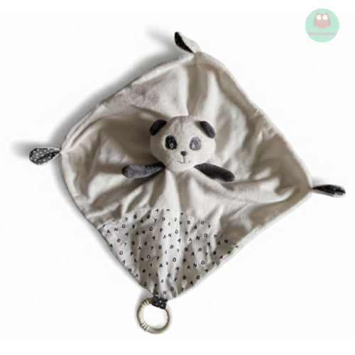 doudou_plat_panda_blanc,_gris,_anneau_de_dentition,_sauthon