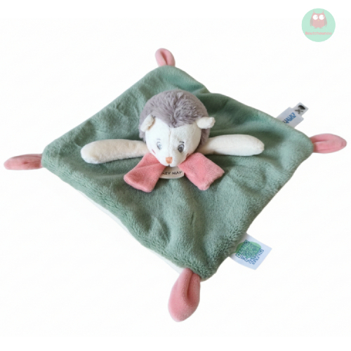 doudou_plat_herisson_vert,_ecru,_corail,_marron_clair_baby_nat