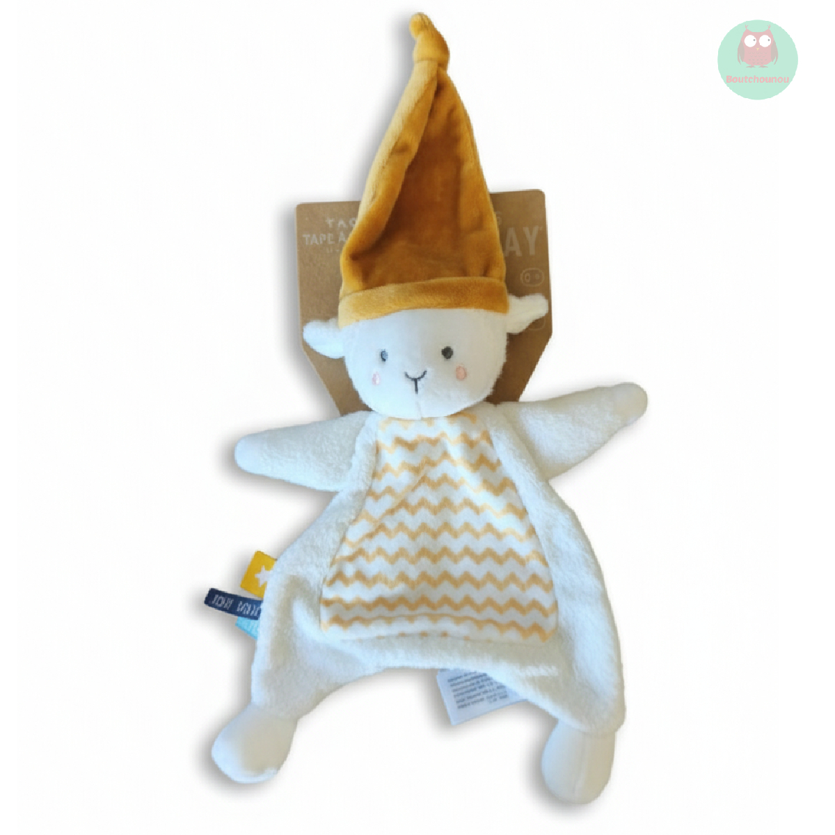 doudou_mouton_agneau_blanc_moutarde,_bonnet,_tape_a_loeil
