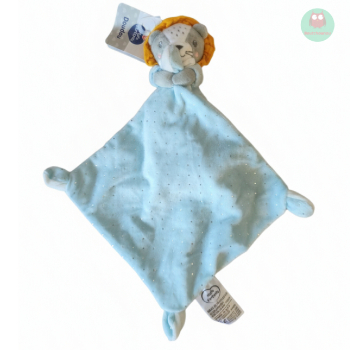 doudou_lion_avec_mouchoir_bleu,_blanc,_moutarde,_argente,_mots_denfants