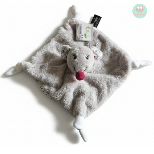 doudou_plat_souris_grise,_beige,_4_noeuds,_mailou_tradition